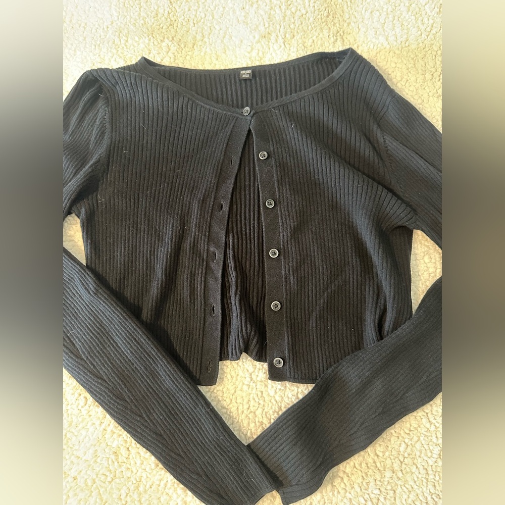 Uniqlo Black Ribbed Cardigan